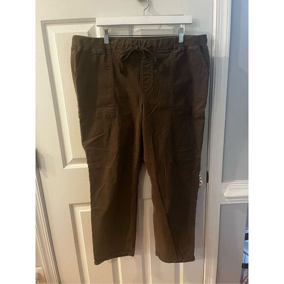 Lou & Gray Olive Brown Tie Waist Jogger Pant sz XL - Picture 1 of 10